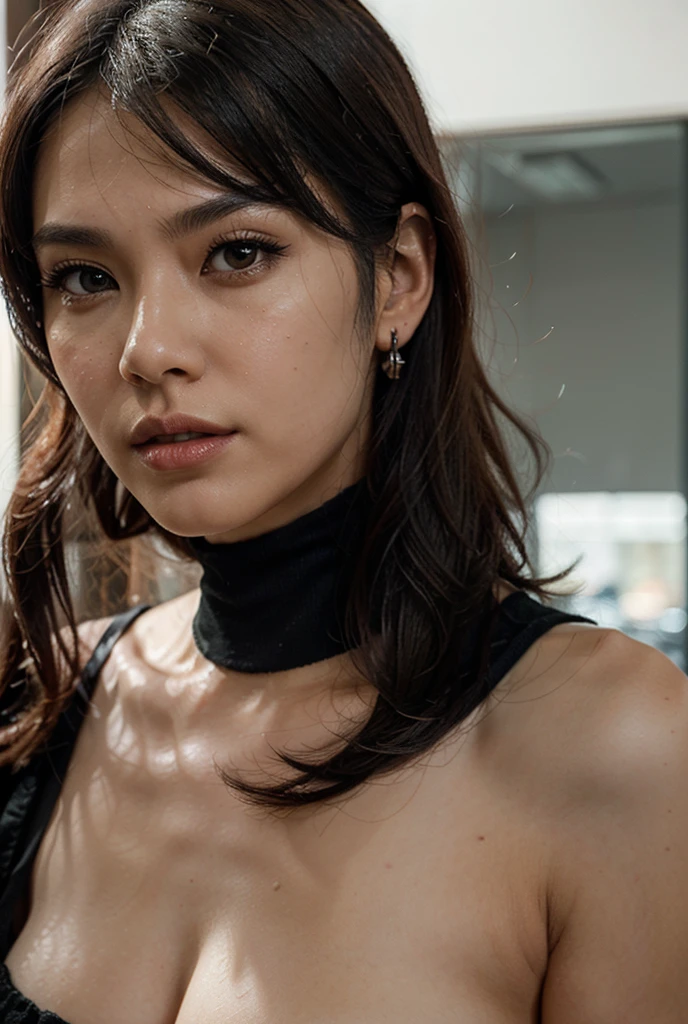 (masterpiece:1.2), Super detailed, Ultra-high resolution, (Realistic, photo Realistic:1.37), High-definition RAW color photos, Professional photos, Very delicate and beautiful, Very detailed, 8k wallpaper, wonderful, In detail, Large file size, Very detailed beautiful girl, Very detailed face, Very detailed eyes, Very detailed skin, Very detailed fingers, Very detailed nose, Very detailed mouth, Perfect Anatomy, Very detailed背景, (Famous Japanese actresses:1.2), (Improve:1.15), (Flat Chest:1.5), Dynamic Lighting, bondage, Rubber, Leather corset, Harness, (Dark Room), (From below:1.1),