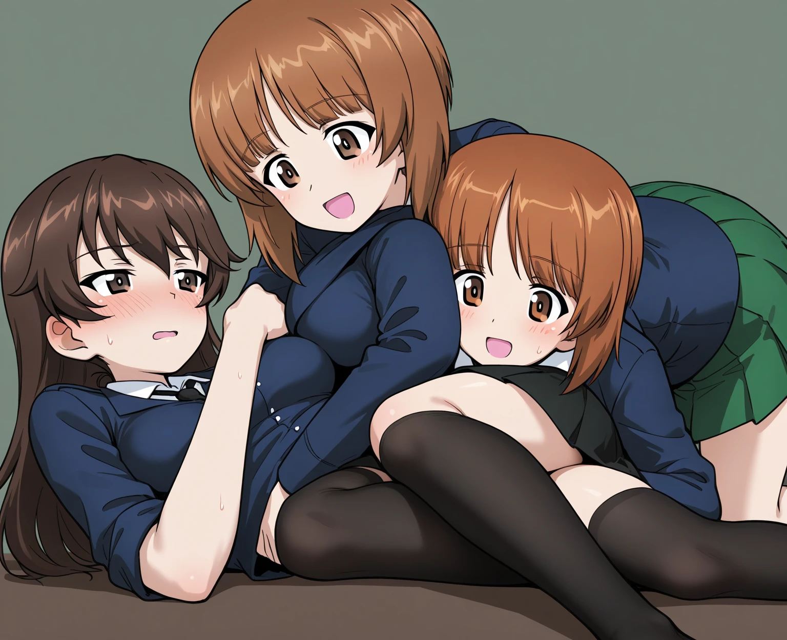 Ochako uraraka from boku no hero academia, himiko toga from boku no hero academia, 2 girls, big tits, Nipples out, super massive breasts, {{noku no hero manga Style}}, {{ochaco uraraka uniform}}, big ass, Short hair, yuri, breast sucking, breast milk
