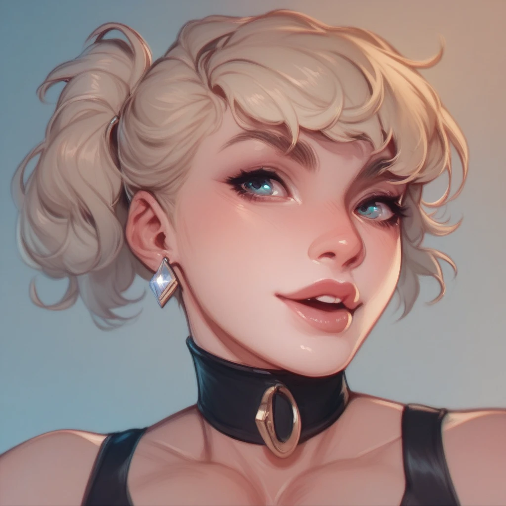 1boy, black eyeliner, male medium length mullet hairstyle, medium sharp hair texture, blonde hair, handsome, blue eyes,, red lipstick, femboy, blush, thin waist, open mouth, half open eyes, beautiful face, black transparent tights, gloves, blowjob, dick in mouth,
