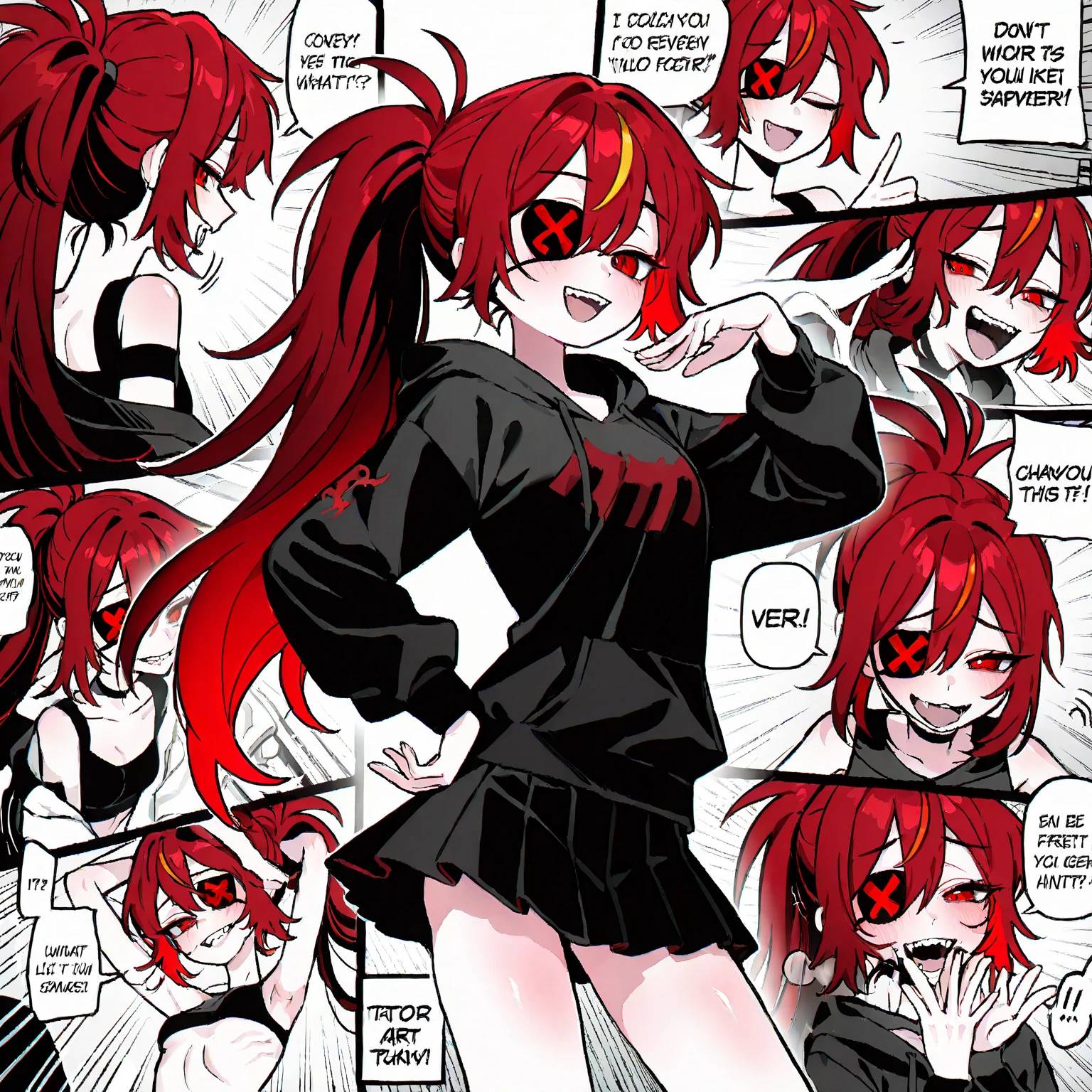 Red hair, green eyes, short hair, naked, white background, smoll stature, chibi, flat cheast, flat tits, show pussy, unclothed. medium thighs, small breasts, 1 girl, one girl, Open mouth, small stomach, curvy waist, round butt, show tits, small belly, clear skin, 1 girl, cute girl, smoll tits, curvy waist, good butt, (lifting shirt), (panty pulling), purple shirt, black eyeshadow, baggy eyes, fake bear ears, flame, angry, look at viewer, fringe, one girl, pink pussy, sitting, (masturbation), (1 finger in pussy), 1 girl, 1 girl