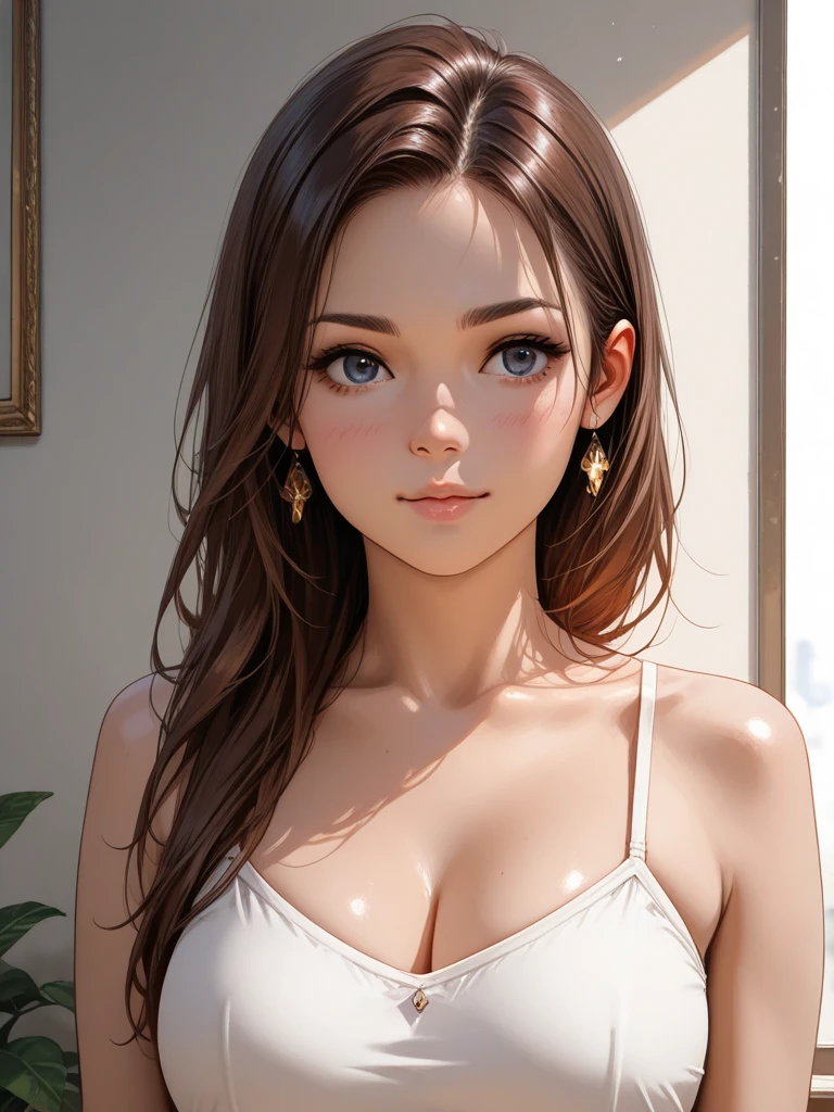 Beautiful eyes woman, big breasts, sexual, (best quality), (illustration)