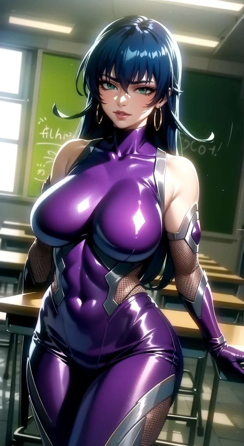 best quality,wallpaper:1.5,8k,Detailed background,depth of field,volumetric lighting,sharp focus,photorealistic,Absurdities,ultra-detailed),Draw Saori Kido il(beautiful girl, long purple hair,long purple hair, 21 years)) in a realistic style, wearing Wonder Woman costume, with her long purple hair falling in soft waves around her delicate face. Her large breasts are visible beneath the fabric, and her skin is smooth and clear, giving her an air of fashion and sophistication.