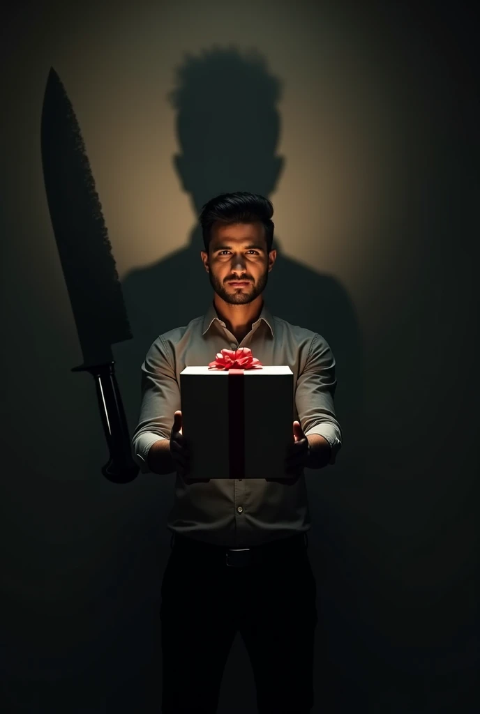 Serial killer with a knife and flowers fron slasher movie