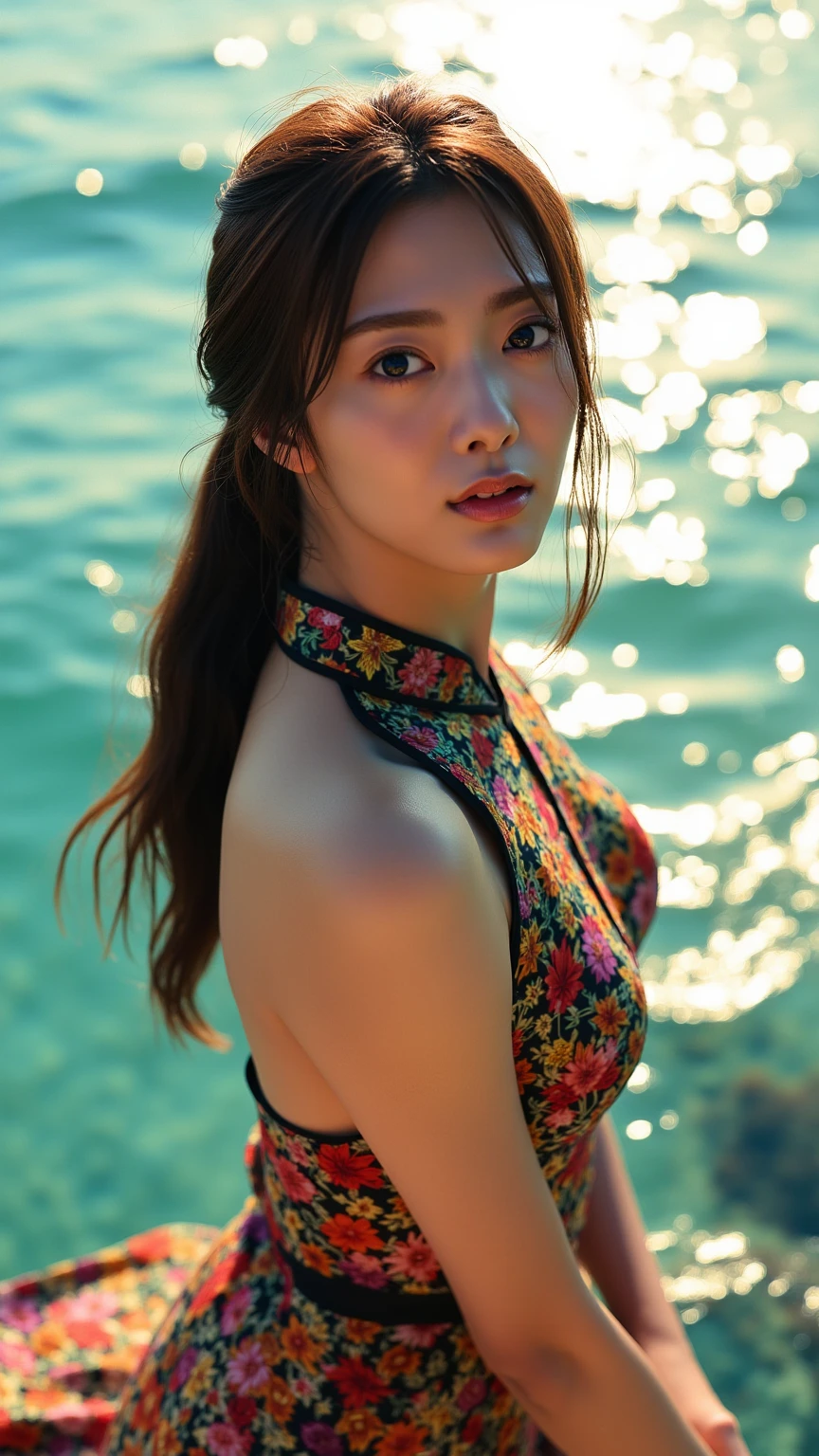 (((masterpiece))), highest quality, very detailed, detailed background, very beautiful girl, Japanese, 12, detailed face, bangs, (whole body:1.3), (random hairstyle :1.2), (young face), (perfect body:1.1), blouse, summer, In 8K, wallpaper, wonderful, finely, Super detailed, ultra high resolution, very detailed, pure erotic face, very detailed目と顔, beautiful and detailed eyes, very detailed肌, ((bold bikini)), no makeup, (natural skin), cowboy shot、16歳のbeautiful girl、beautiful girl