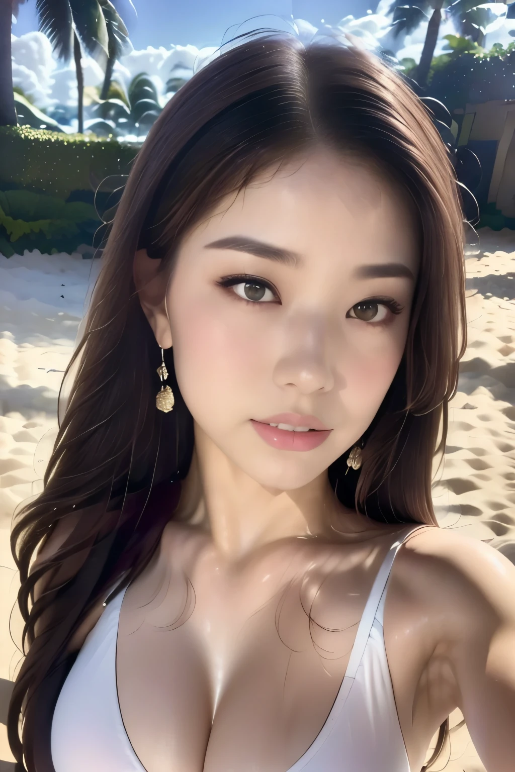 Beautiful Skin、Top Grade、Highest quality、Official Art、Large file size、Very detailed、High resolution、Very detailed、Beautiful detailed girl、Very detailedな目と顔、Beautiful and delicate eyelash lights、Cinema Lighting、、(perspective:1.2)、Day、Shine、Blur the background、A vague feeling、、Beautiful sky depicted in detail、Earrings、(Dynamic pose:1.2)、 (Lower Body:0.8)、Soft lighting、wind、{{Shine Skin、whole body,、Teenage Girl、whoody photos、High heels、Outside the house、Hip width、Thick Tight、Lift above head、Beach、1 Girl、Biggest、Mosaic print swimsuit、close、Stylish swimwear、{{Wavy Hair、Medium Long Hair、bionde、Braiding}}、、Outside the house、、Beach、、1 Girl, alone, Day book girl、1 Girl、gal、Beach、Biggest、Day、Shine、Blur the background、A vague feeling、Beautiful sky depicted in detail、Earrings、Soft lighting、wind、Shine Skin、choker、View your viewers、smile、whole body,Upward glance,Inner thighs,)),Delta、profile、Gazing into the distance、Close your crotch、Vibrant、Bikini Swimwear、Sparkly Swimsuit、gal、Lots of eyelashes、Sparkles on the eyelids、Curly Hair。Looking at the audience、Micro bikini is biting into、Body Shot、Stand up straight}}、smile、smile、Laughter、smile