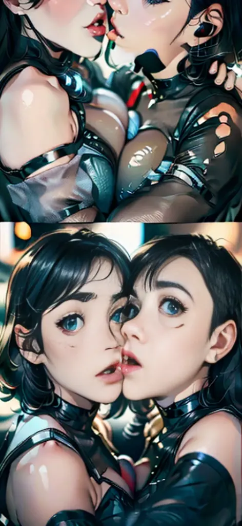 (2 girls)、Woman kisses beauty with almost naked tongue,mature woman, very detailed,, intricate face details,curvaceous physique, (thick body),vibrant, 4K, 12K resolution,kiss、to kiss、plump body、pregnant woman、Lots of girls、thousands of girls、Sexy Mole、