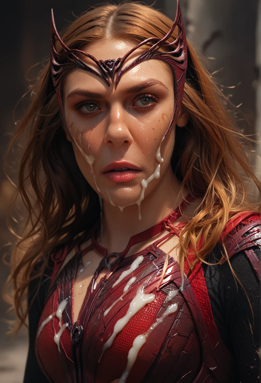 elizabeth olsen as scarlet witch, looking at viewer, scarlet witch marvel, scarlet witch, wanda maximoff