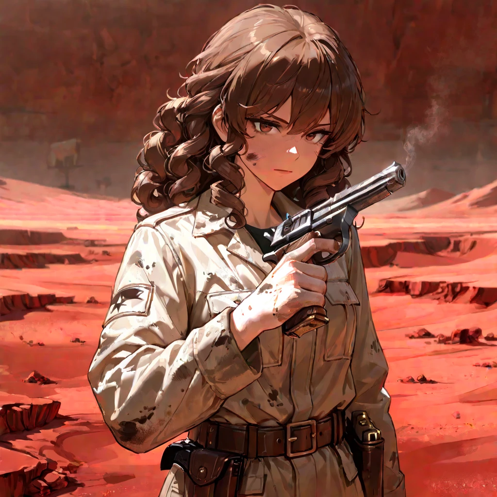 Masterpiece, Best Quality, a tough and weathered wasteland scavenger, long frazzled and messy hair, auburn hair, thin and determined eyes, highly detailed, intricate, weathered and torn clothes, [desert wasteland], [[mad max]], (beautiful and detailed face and eyes:1.1), loud, feature rich, [by Klaus Wittmann], [dune], [waist shot], [waist up], (by Yoji Shinkawa:0.8), <lora:add_detail:0.25>, (by Joaqun Sorolla, by Yoshikazu Yasuhiko:1.3), [facial focus],