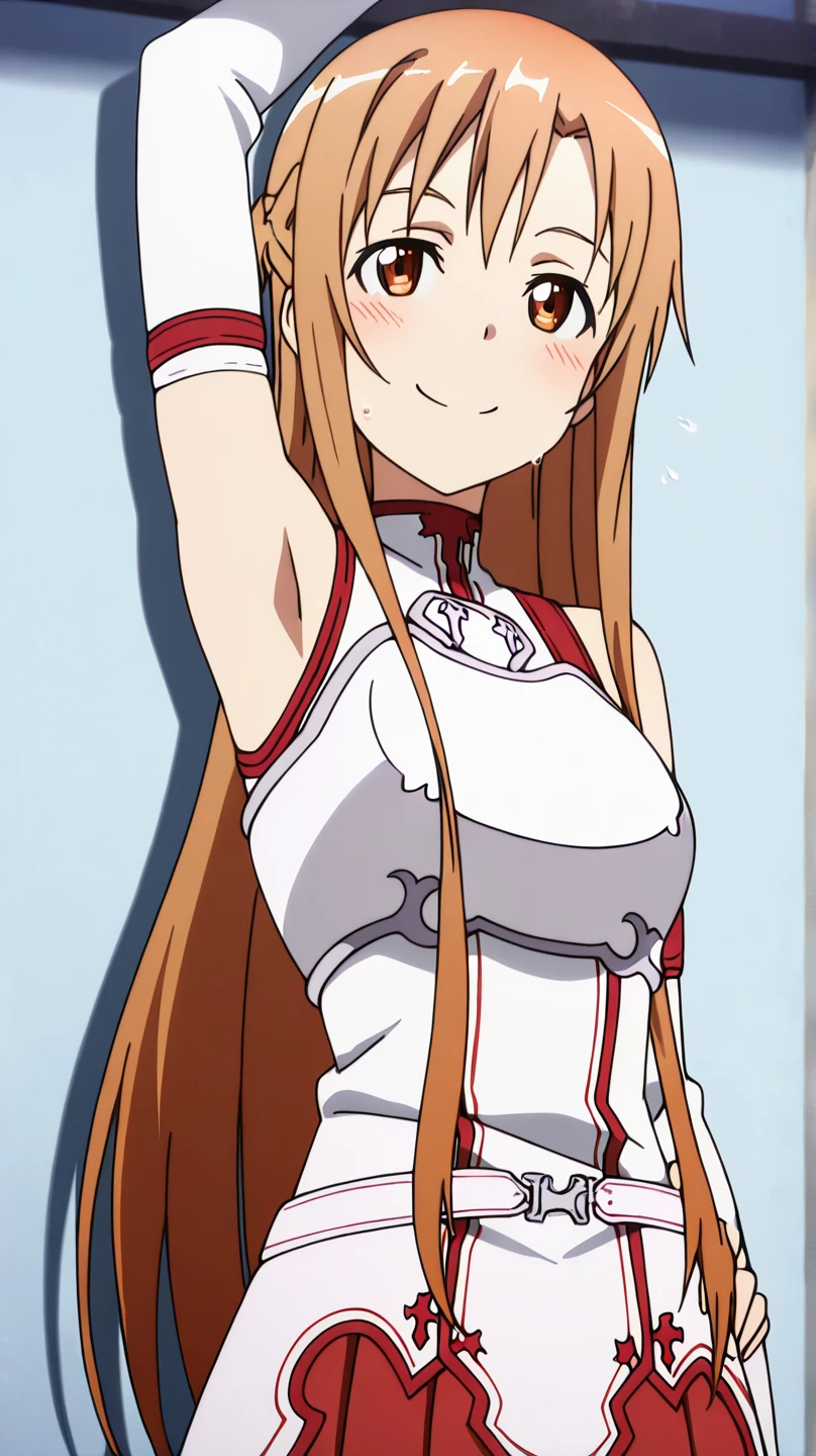 mondaijiasuka, competition swimsuit, red hair bow, brown hair, long hair, bangs, braid, blue eyes, , full body, solo, 1girl, outdoors mondaiji-asuka-nai (NSFW)