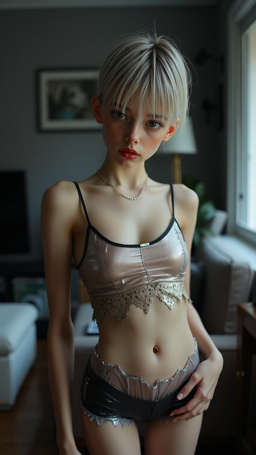 (8k,4k,highest quality,high resolution:1.1),(realistic, realistic: 1.1),close up of european man,young girl,1 girl,alone,face,twin tails,bangs,short golden hair,necklace,earrings,lips,eye shadow, jewelry,(golden hair),(beautiful),(Are standing),(small hips),downtown,natural skin texture,24mm,4K texture,soft movie-like light,RAW photo, photorealism,realistic,Complex,elegant, highly be familiar with,sharp focus,((((cinematic look)))),soothing tone,insane details, Complex details,hyperbe familiar with,low contrast, soft movie-like light,dim color,exposure blend,HDR,faded,spaghetti straps,be familiar with, high contrast,  