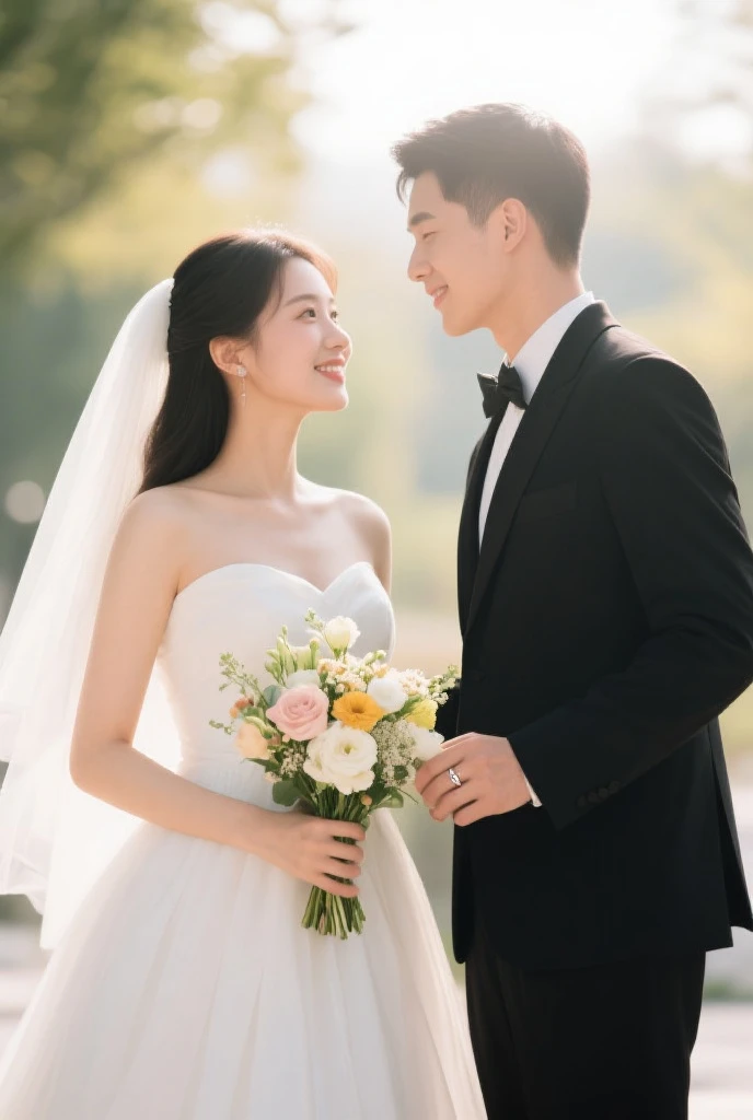 The bride and groom pose for a group photo in the park, wedding photo, cute couple, Happy couple, 🤬 🤮 💕 🎀, Ruan Jia and Fenghua Zhong, Yan, F 2. 8 3 5 mm, F2.8 35mm, shaxi, Photo taken with Nikon D 7 5 0, Photo taken with Nikon D750