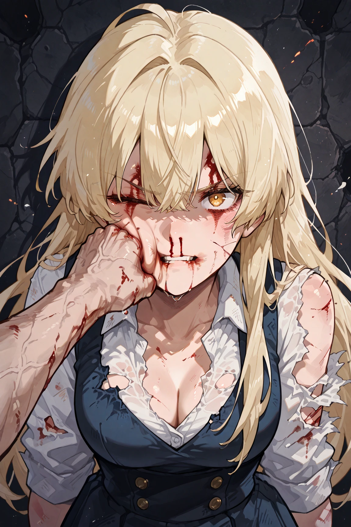 Chica de anime con sangre en la cara y una cara ensangrentada, Arte detallado del anime digital, Badass Anime 8K, Arte de anime limpio y detallado, Guweiz en Pixiv Artstation, Fondo de pantalla de manga 4 k, Guweiz en Artstation Pixiv, Retrato detallado de Anime Girl, Estilo anime 4K, Anime Art Wallpaper 4K, Anime Art Wallpaper 4K