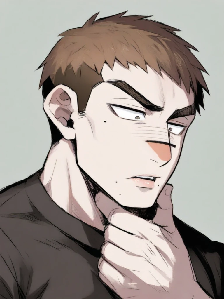 A big, thick penis that the protagonist has an angry face on