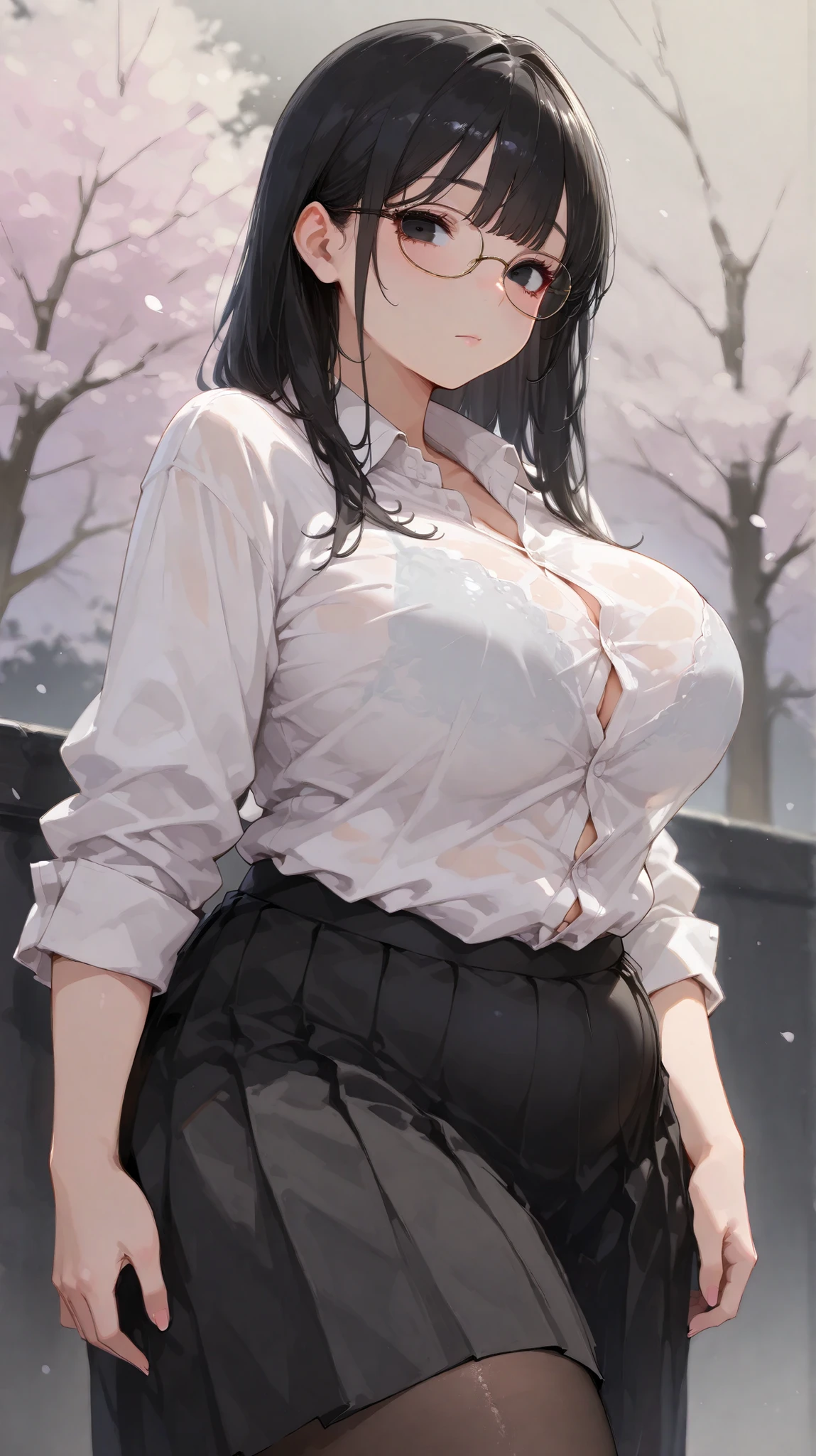 (masterpiece, Highest quality:1.2), Mature Woman、40 years old、Black long hair、White tight sweater、Light skin-colored jacket、White short skirt