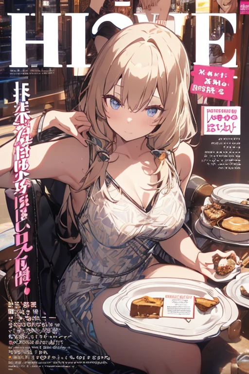 (small breasts:1.2), (perky chest:1.2), (pointed chest:1.2), (Pudding cake magazine cover:1.3),(from above:1.0),(shoot from the side:1.1),masterpiece, 1girl, Amazing Cleavage:1.1, thin waist, optimum,tmasterpiece,hight resolution,best qualtiy,hyper HD,super detailing,awardwinning,a 18yo cute girl,(The upper part of the body),anatomy correct,Beautiful Black miniskirt,garters,Gaze,Small face,bangss,holster,Beautuful Women,hands up,leg holster,Gaze,black boots,Cowboy Shot,cute face,a blond,Longhaire,Twin-tailed,Braids, Hairline,(scarlet eyes),long eyelasher,Hanging eye corners,White skin of the, ((see through camisole:1.1)), ((Sheer nipples:1.0)),Rocket Tits,(Slim body),smile,seductive weak smiling,(with sparkling eyes and a contagious smile),little open mouth, Looking at Viewer,