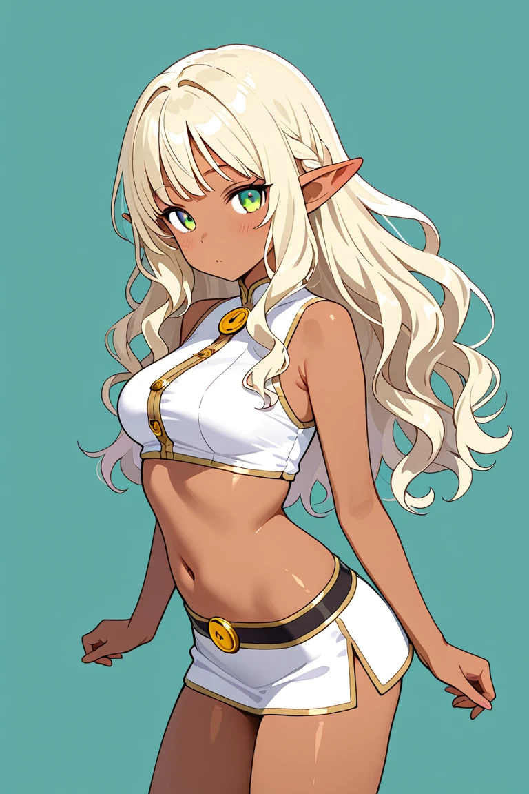 The most beautiful young blonde medium breasted dark elf in white nightie showing her stunning back and sideboob.