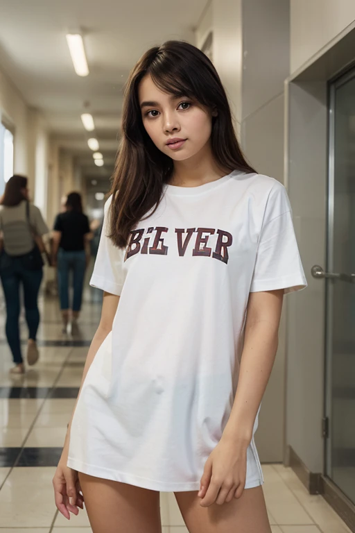 white unisex t-shirt for mockup female