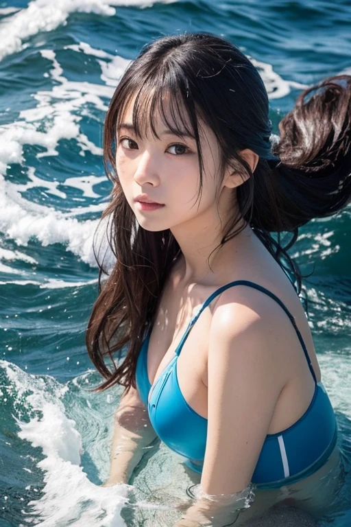 Highest quality, masterpiece, Ultra-high resolution,8k, (Realistic:1.6), (Portrait of a person swimming in the sea:1.4),((Deep Blue Ocean,Highly transparent sea)) ,((Greek Sea,Grandblue)),RAW Photos,((Smiling with teeth showing))、 ((Small butt,Thong)),((colorful,Small string bikini swimsuit)),((Bracelet close-up photo)),Slim 26 year old adult female ,((Straight Long Hair)),