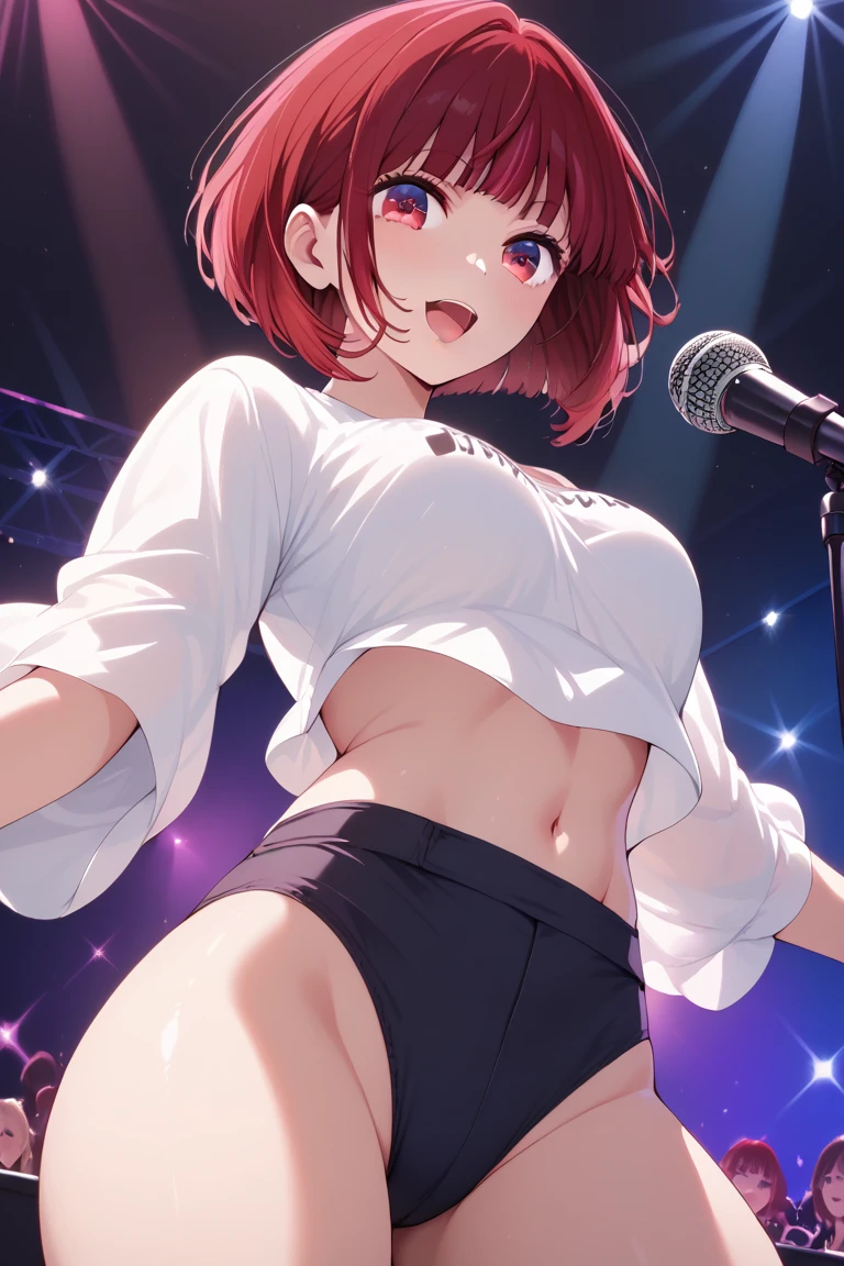 room, 1 Girl, Highest quality, Ultra-high resolution, Long Hair, Redhead, Green Eyes,Western-style room、Backwards、look back、Pink Bra、Pink Panties, Looking at the audience, Small breasts, Are standing , smile, Open your mouth