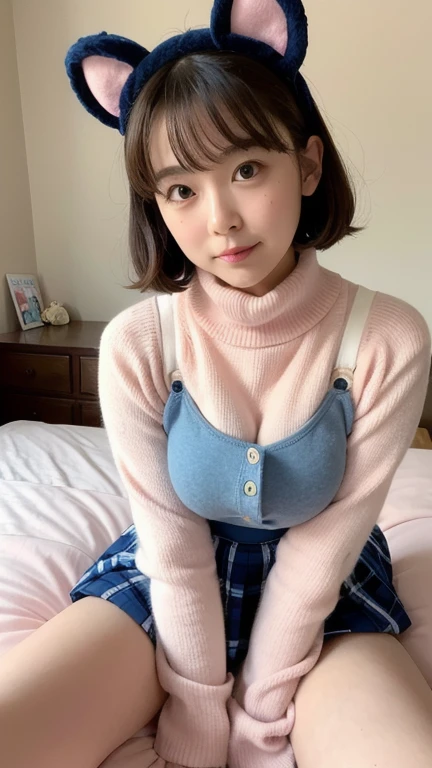 masterpiece, highest quality, 8K, super dense skin, look far away, jealous, cute, 1 girl, short hair, wearing a bow bow, Secret Society of Time Travelers, are visible