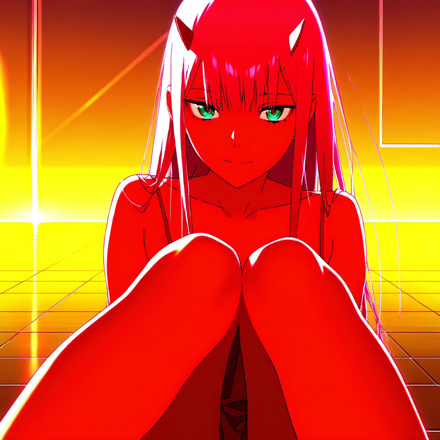 zerotwo, zero two, (blue eyes:1.5), horns, long hair, pink hair, red horns, Naked, masturbation, sci-fi in the space room, space, night looking at masturbating pussy Best quality, high resolution, unity wallpapers 8k, (illustration:0.8), (detailed beautiful eyes:1.6), extremely detailed faces, perfect lighting, extremely detailed CG, perfect body (perfect hands, perfect anatomy),