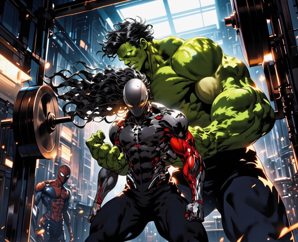 Frankenstein monster, and, green skin, muscular, masterpiece, full body view, distressed clothes, shirtless, brown pants, oversized boots, angry face, bolts on each side of neck