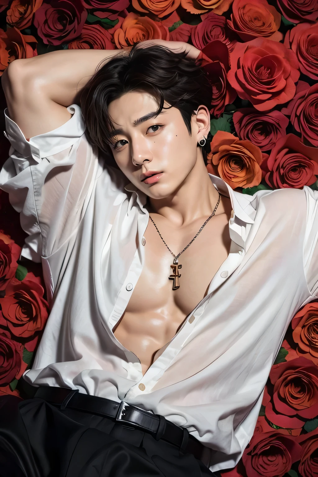 there is a man sitting at a table with a plate of food, cai xukun, yanjun chengt, steven klein, jia, bian luan, inspired by Zhang Han, lu ji, hyung tae, yan, mingchen shen, ruan jian, taejune kim, wonbin lee, delicate androgynous prince, xintong chen, mark lee