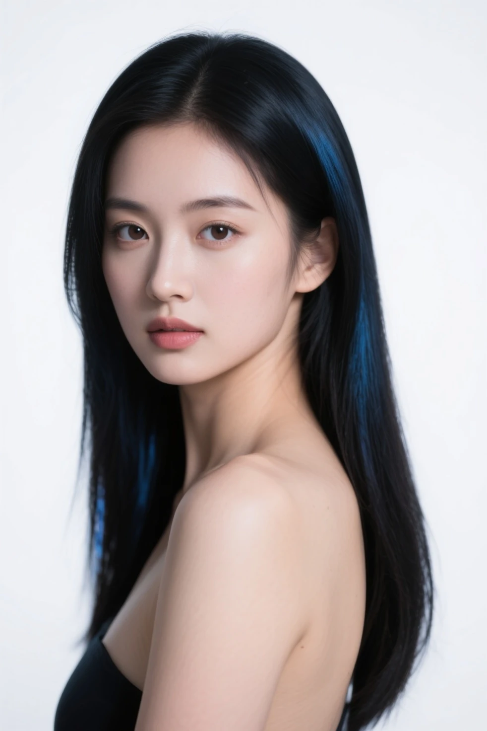 best quality, (((Davika Hoorne, Davika Hoorne, ดาวิกา โฮร์เน่))), (((180cm))), masterpiece, ((blue hair, long hair)), (((blue eyes, deep blue eyes))), looking to viewer, hairline, ((porcelain white skin, white skin, white skin, wet skin, wet skin)), ((top-quality,masterpiece:1.3,超A high resolution,),(ultra-detailliert,Caustics),(Photorealsitic:1.4,RAW shooting,)Ultra-realistic capture,A highly detailed,High resolution 16K human skin closeup。 Skin texture is natural、,The pores are、Must be detailed enough to be easy to identify。 Skin should look healthy with even tones。 Use natural light and color)), 8k, hot, sexy, big, ((180cm)), curved body, full bodyesbian, thick thighs, perfect body, full viewing angle, perfect body, (((undress, without clothes, without underwear, remove clothes, nude sexy)), (((pubic hair))), perfect lower hip, perfect high hip, perfect nipples, perfect pussy, perfect vagina, big breasts, perfect nipples, perfect breasts, pose, ((catwalk, photo studio))