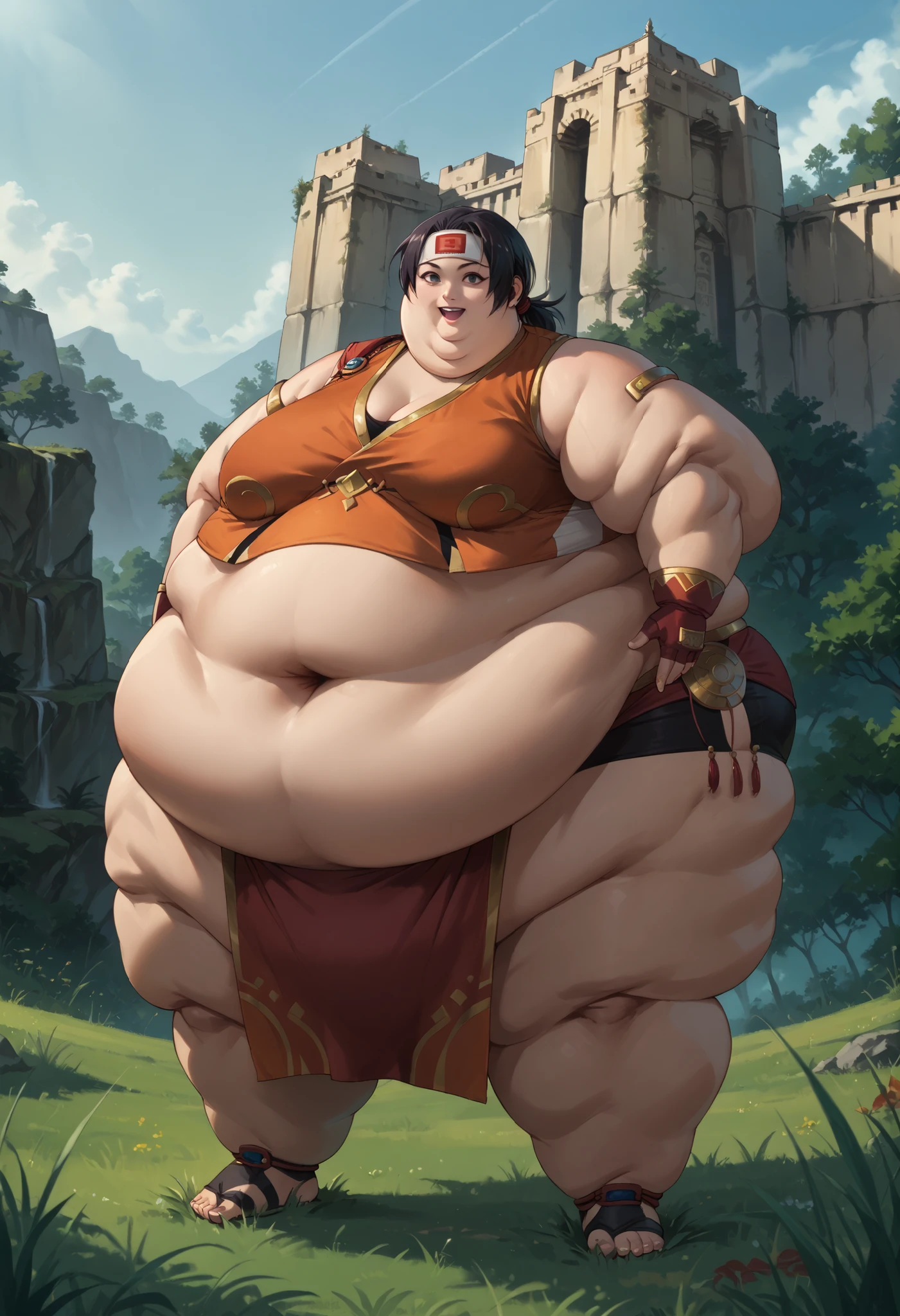 gwen tennyson,tracer,bulma,rebecca chambers,1girl,close up,face paint,viking armor,gold neck jewelry,body paint,short hair,long dress,wolf fur,ceremonial cape,viking belt,viking leggings,snow forest,gold,amulets,tribal piercings and tattoos,nordic culture,green eyes,orange hair,shy smile,freckles,redhead,beautiful girl,large breasts,thigh high boots,ultra detailed,realistic,fantasy art,holding an axe, ((Female Bodybuilder)), ((((Muscular Legs)))), ((((Huge Muscles))))