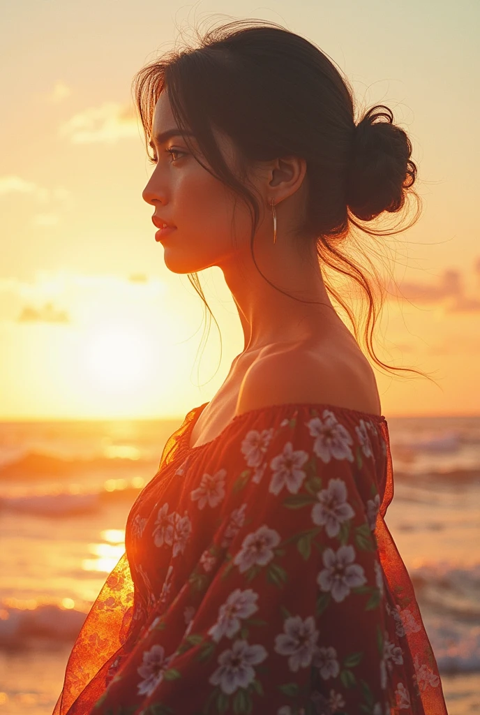 high quality，8k ultra high definition，美丽的Doubleexposure，Combining the silhouette of the goddess with the sunset coast， sunset coast should be used as the bottom background，Details are integrated into the silhouette of the goddess，Clear lines，The background is a monochromatic ，Focus sharp，Doubleexposure，Created by yukisakura，Gorgeous full color