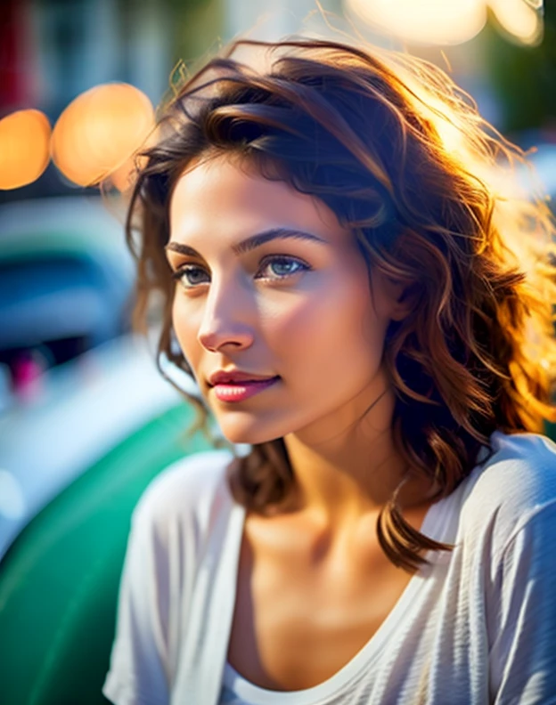 dressed , (photo realistic:1.4), (hyper realistic:1.4), (realistic:1.3),, ( Smoother light :1.05), (Improve lighting quality:0.9), 32k,, 1girl, 20 year old girl , realistic lighting, The light from the back window is backlighted, There is light on the face, ray trace , ( Brighten light :1.2), ( Improve image quality :1.4),, (Highest quality real skin texture:1.4), Meticulous eyes , Delicate face, finely quality eyes ,, ( Tiredness, sleepiness and satisfaction :0.0), closeup of face , tee shirt,, ( Increased Body Line Mood :1.1), ( Increase skin texture and beauty :1.1)