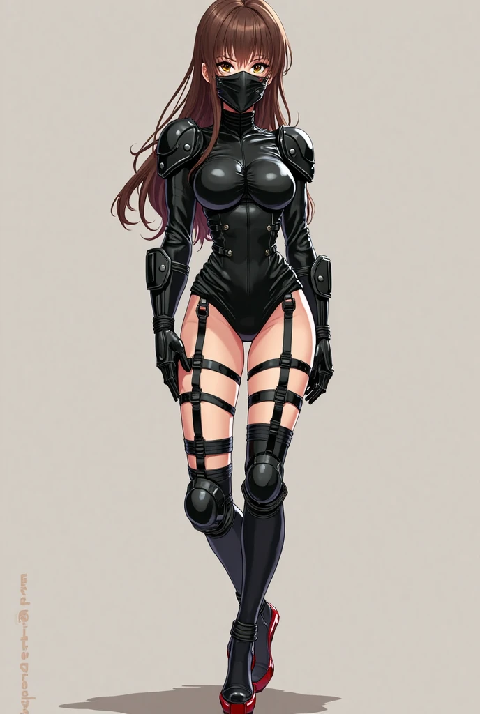 (Masterpiece, best quality, intricate details, 1sologirl) iron collar, arms behind back, iron cuffs, shackles, leather collar choker neck bell, bound ((standing by wooden pole:1.2)) ((female Black Dark skin Gyaru)) show entire body frontal position, realistic, gorgeous 16y.o. darkest skinned mixed race female, black African, transparent black pantyhose, legs together barefoot no shoes barefoot, looking view to viewer from below straight symmetrical, long hair