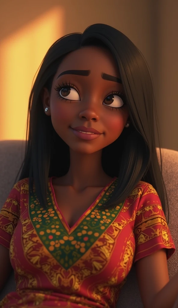 imagem 3d inspirada poster pixar , menininha com 2 anos, cabelos curtos, 81cm de altura, Small pink bow to the right on the head, hair messy, esta usando uma macacao jeans, White pouch on right arm, ao fundo uma parede de tijolos branca,
