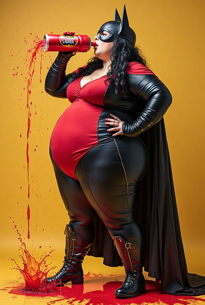 Gestapo:1.3, mature plump woman,Pregnant women, Very large breasts:1.7, Plus Size Model:1.3,Cate Blanchett, White women(Germany), 50 years old,, Very red lips, Are standing:1.7,blonde(Long straight line),Fat,smile,Very tight red catsuit,Black Cape(Cape), Pregnant women, Plus Size Model,Fair skin,White women(Germany), 50 years old, Very red lips:1.7, blonde(Long straight line), Cate Blanchett, Very large breasts:1.7, Plus Size Model:1.3,Very tight red catsuit,Black Cape(Cape), huge sapphire earrings:1.7, huge sapphire earrings:1.7, Gestapo:1.3, Knee-high socks, Knee-high boots,