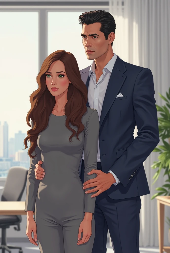 Sexy woman going away, and a dark hair man looking at her leaving because they just breakup