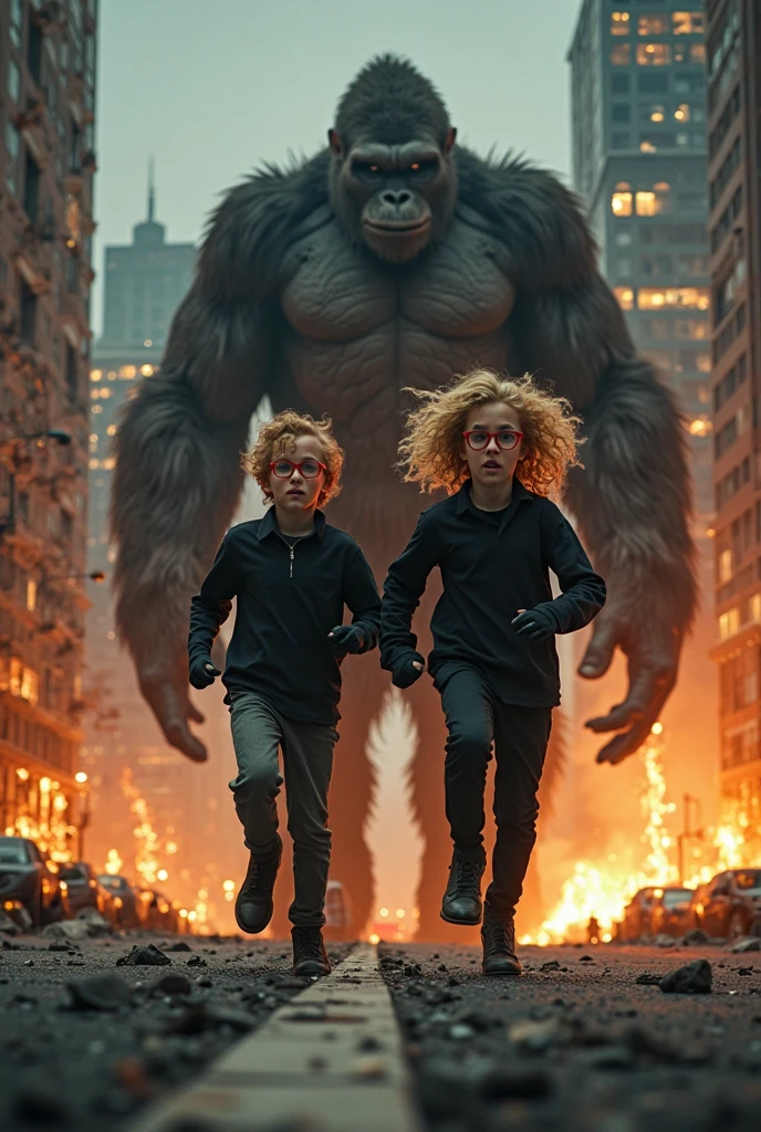Create a curly blonde character from the back and" 3 tall handsome men surrounding her with bear shadow"