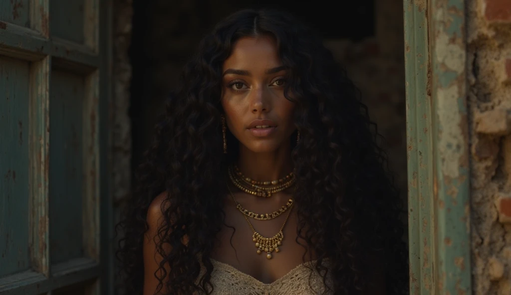 ((full body)), full body portrait of a beautiful woman, 20yo, (((perfect feminine face)),((African European mixed race)), Gazebo, Complex, ( Beautiful Detail Eyes),((hairpins, twisted hair, double ball heads)), (Sunlight), very detailed, fine details, cinematic