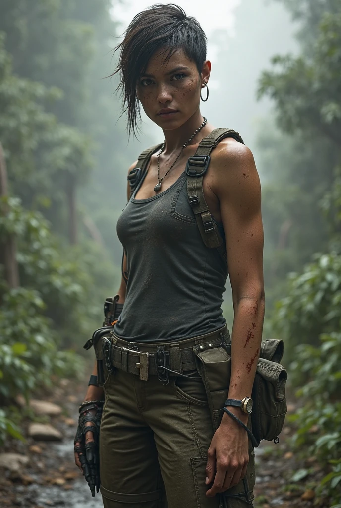 Create a non-feminine woman of the last of us, short hair