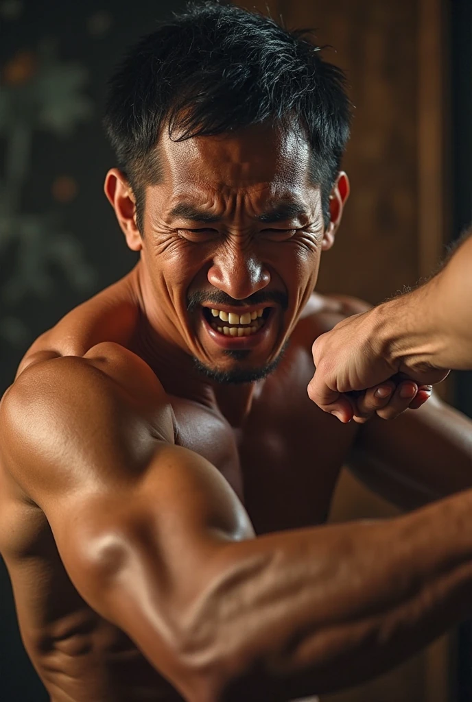 ((((SM))))((limbs tied with ropes))((buzzcut))、((asian human))、((Emphasis on the crotch))、((short-haired))、((traditional Japanese room))、((Chest hair))、((Upper body naked))、((The lower body is sexy underwear))、((natta))、((A little fat))、((Painful look))((a handsome))、Body and head straight in the photo、DSRL、Facing the viewer of the photo、The eye fixed on the lens is、((fullbody image))、Man in the center of the photo、8K、top-quality、​masterpiece、Realistic and realistic photos、Movie Photos、A hyper-realistic、1 persons、detaileds、Perfect litthing、 DSRL、professional photograpy、4k Wet Tight Inflatable Speed Trunk、
