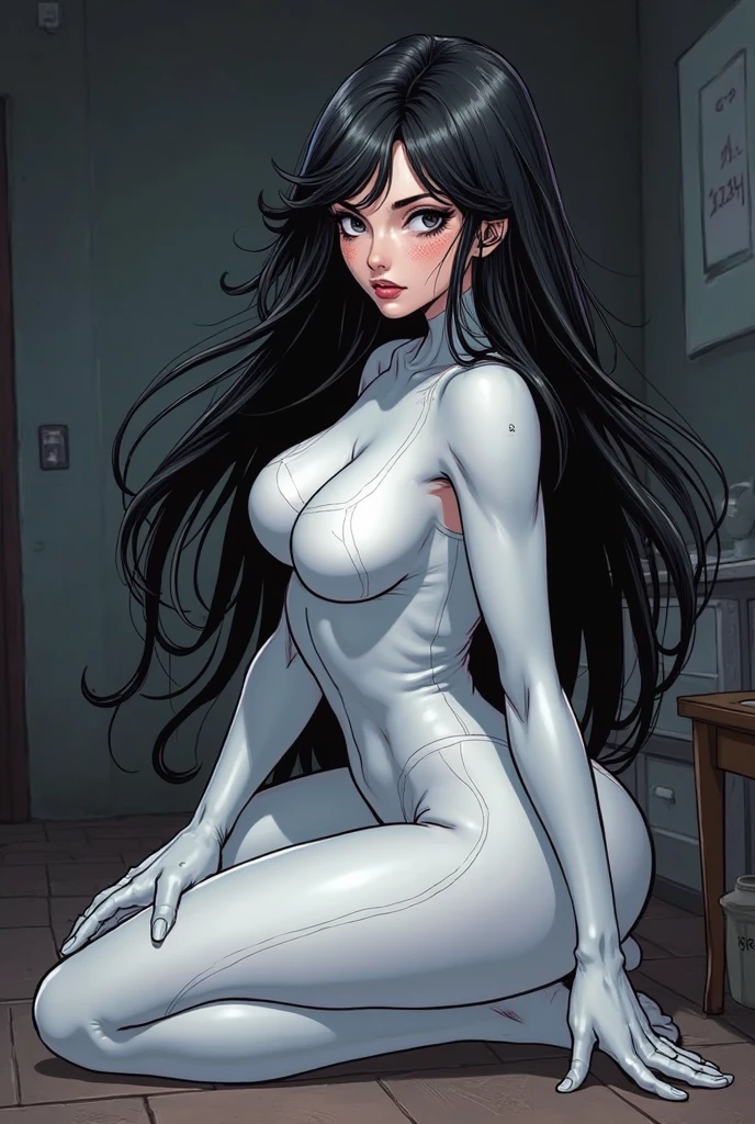 (best quality,8k:1.2,high resolution:1.2),ultra-detalhado,Realistic,retro science female,21 YEARS OLD,long hair,rosto extremamente detalhados,long eyelashes,all transparent latex white leotard Apertado,all light pantyhose, gloves,Glossy metalic accessories,Physically-based rendering,sharp focus,studio lighting