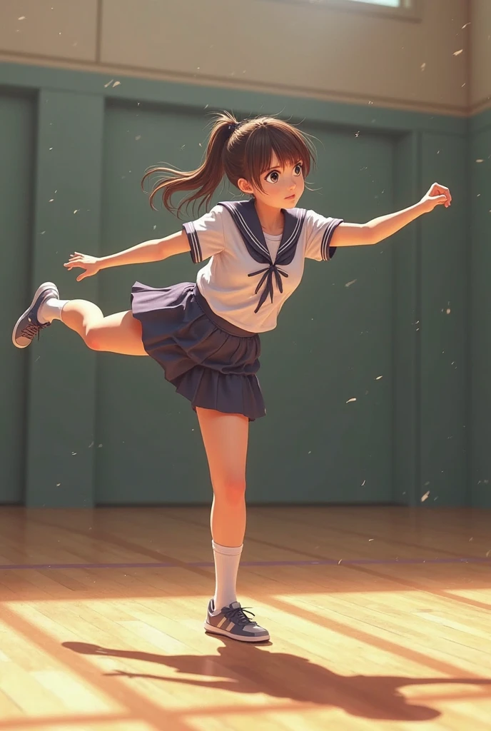 Junior high school girls uniform front kick