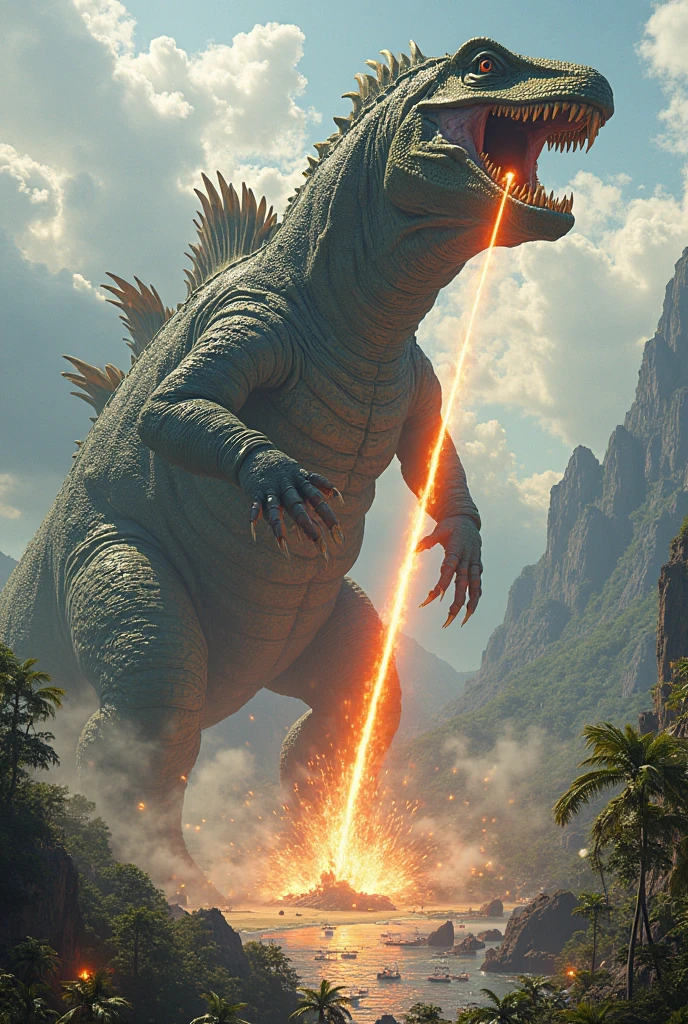 Godzilla with orange jumping rope