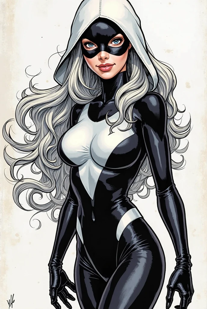 4k, digital drawing, Comic Babes, a woman in a black and white outfit posing for a photo, extremely detailed artegerm, in the style artegerm, artegerm comic, style artegerm, even model | artegerm, artegerm style, as seen on artegerm, trending artegerm, artegerm and rossdraws, black cat