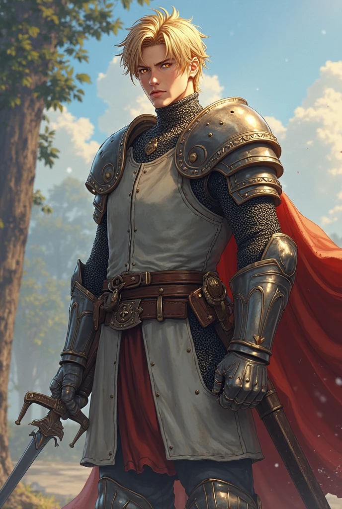 best quality, masterpiece, final fantasy 8, cosplay, squall leonhart, seifer almasy, medieval knight armour, blond hair, sexy, gay, homoerotic, big bulge, visible penis line, best view, perfect fingers, sweaty bodies, no watermark, no logo, no signature