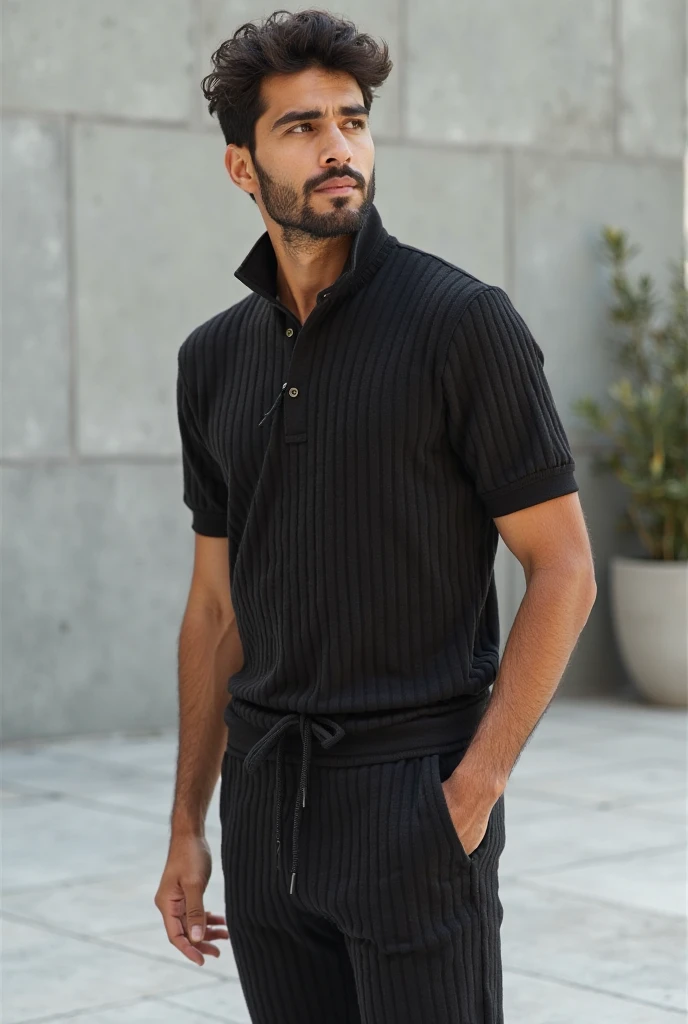 A man in a gray nightgown and black pants standing, camisola cinzenta, vestindo moletom, capuz cinza, capuz cinza, vestindo um moletom cinza com capuz, manga comprida, roupas cinzas, wearing a dark sweater, sweater, wearing casual sweater, cinza escuro, camisa cinza, em cinza gunmetal, mangas compridas, roupas casuais, Capuz, Studio Dark Grey Background, gola alta
