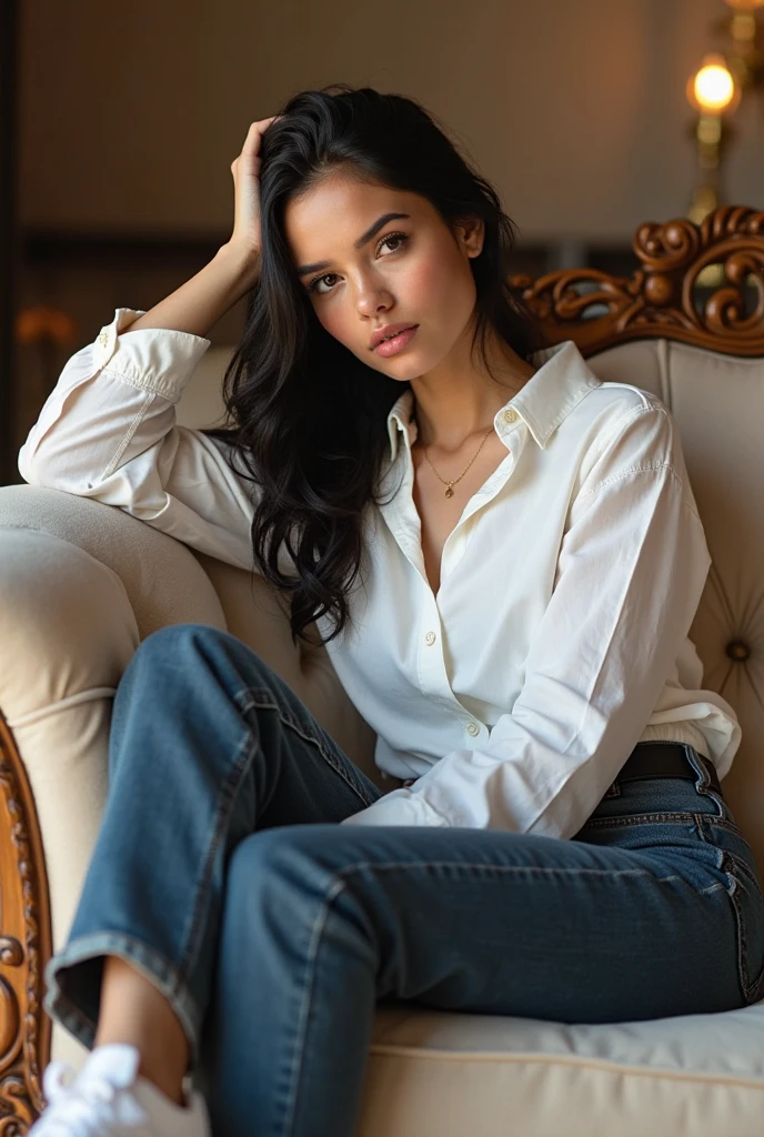 white pantie Woman sitting on a chair in a room with a window, pierna abierta, (white pantie 1.8), hermosa joven modelo, hermosa modelo femenina, hermosa modelo, vestido con camisa blanca, muy bonita modelo, soft natural lighting, hermosa modelo girl, hermosa chica modelo, apoyado contra la ventana, portrait of a hermosa modelo, foto de una mujer hermosa, pose casual, impresionante modelo