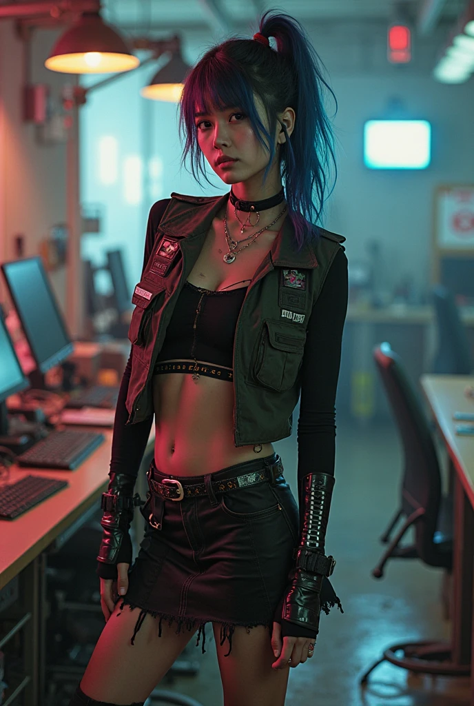 create girl dubstep music and background black cyberpunk