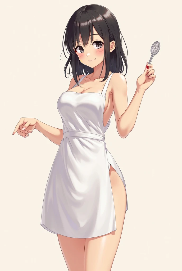 naked woman wearing an apron , age between 16 and 17 years old
