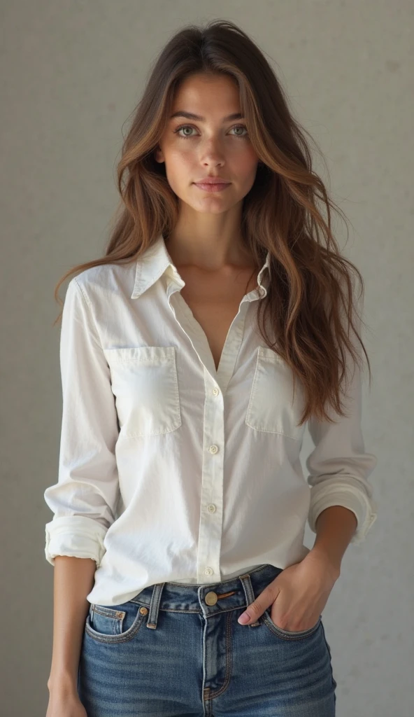 Beautiful girl in school tight shirt