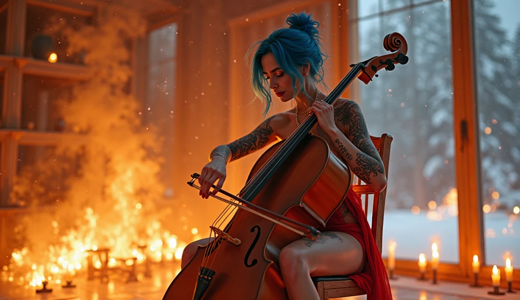 Imagem de Arafad de um homem tocando violino em um quarto escuro, violino fantasia, kerem beyit, Just the art of dark metal music, Arte digital escura, mas detalhada, 8 0's estilo Thomas Allen Kopera, (violino fantasia), Tomasz Alen Kopera e CGSoration, dramatic artwork, Stefan Gesell, autor:slawomir maniak
